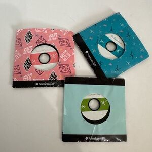 American Girl Pink, Blue, and Green record Covers with records